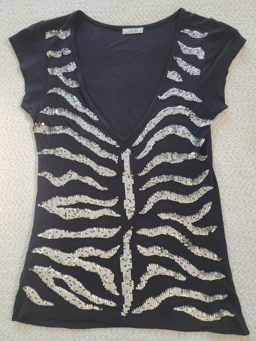 Cache glitter sequin black and gold top, Stunning